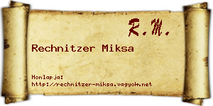Rechnitzer Miksa névjegykártya